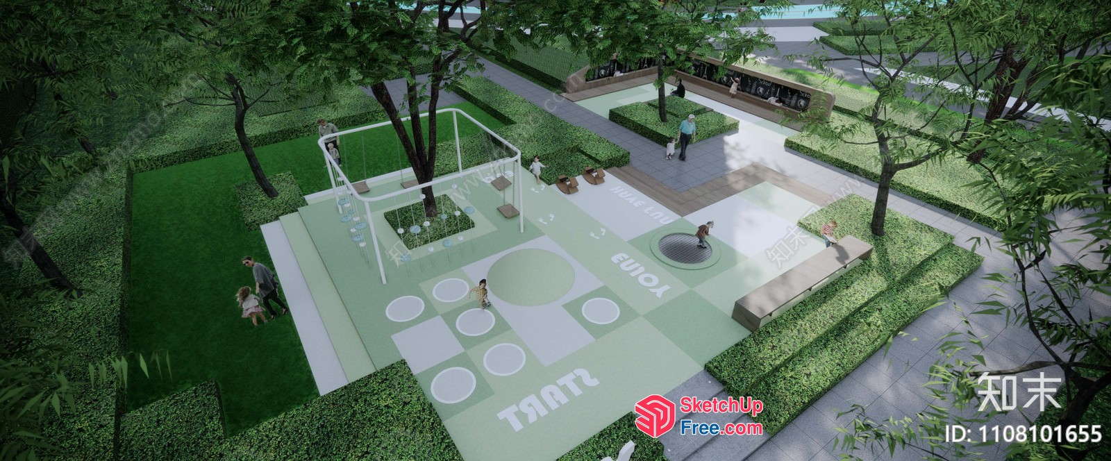 Park Scene With Various Greenery 3D SketchUp File