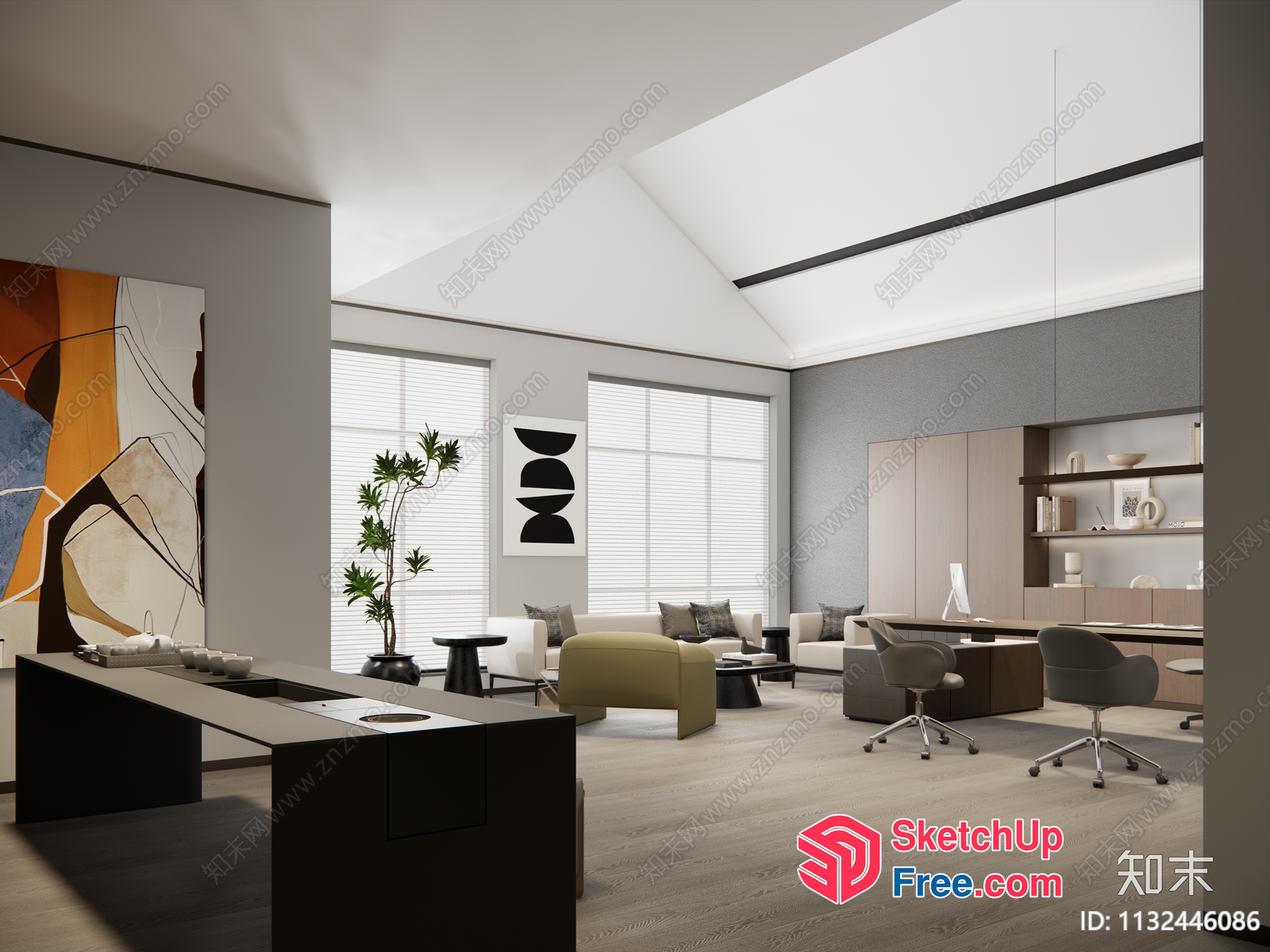 Modern Minimalist Office Interior Design 3D SketchUp File