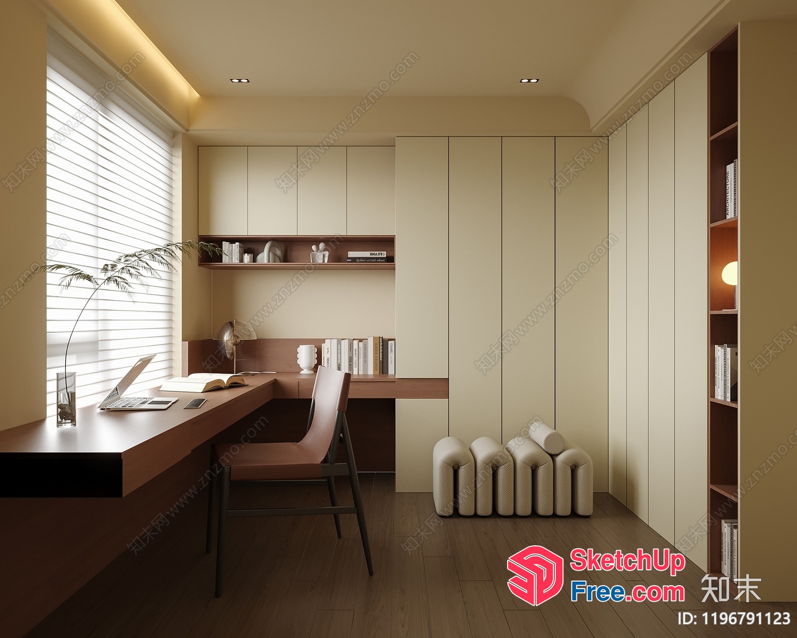 Elegant And Modern Office Interior With Natural Light 3D SketchUp File