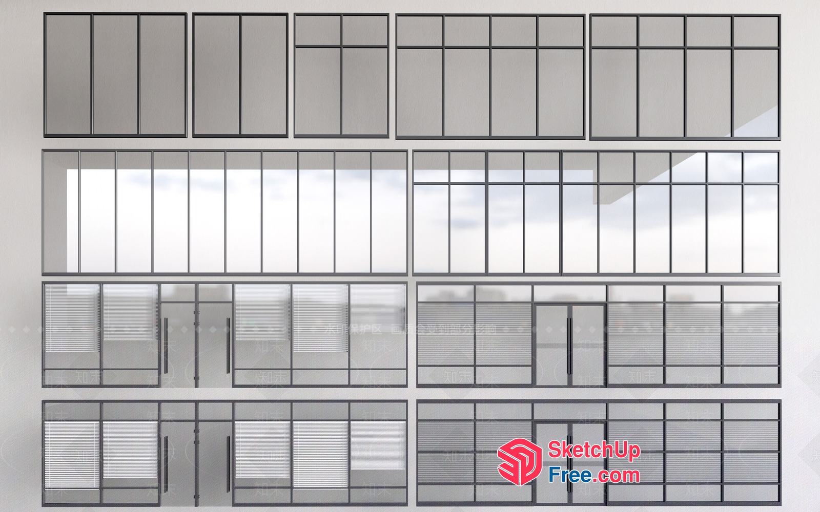 Modern Glass Curtain Wall Design 3D SketchUp File