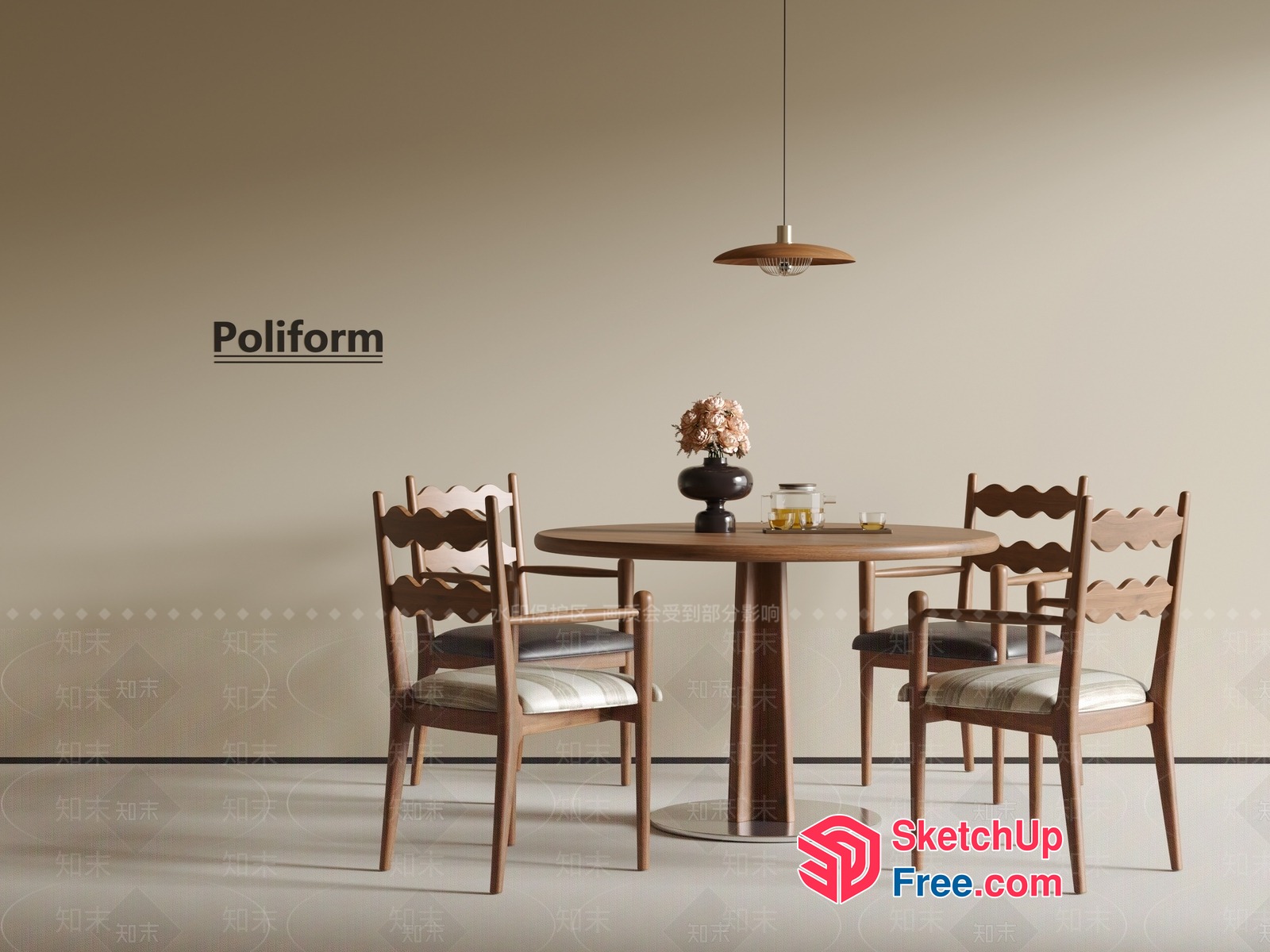 Poliform Dining Room Set 3D SketchUp File