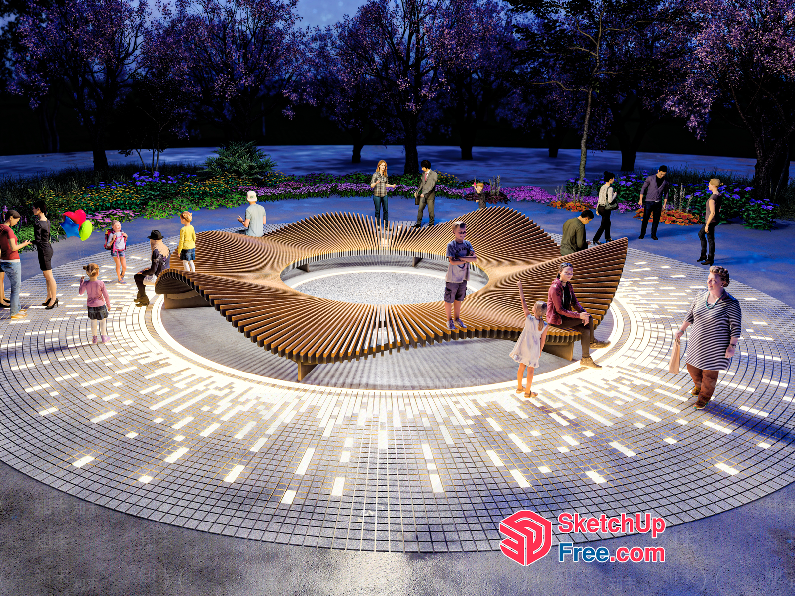 Modern Circular Bench Design For Community Gathering 3D SketchUp File