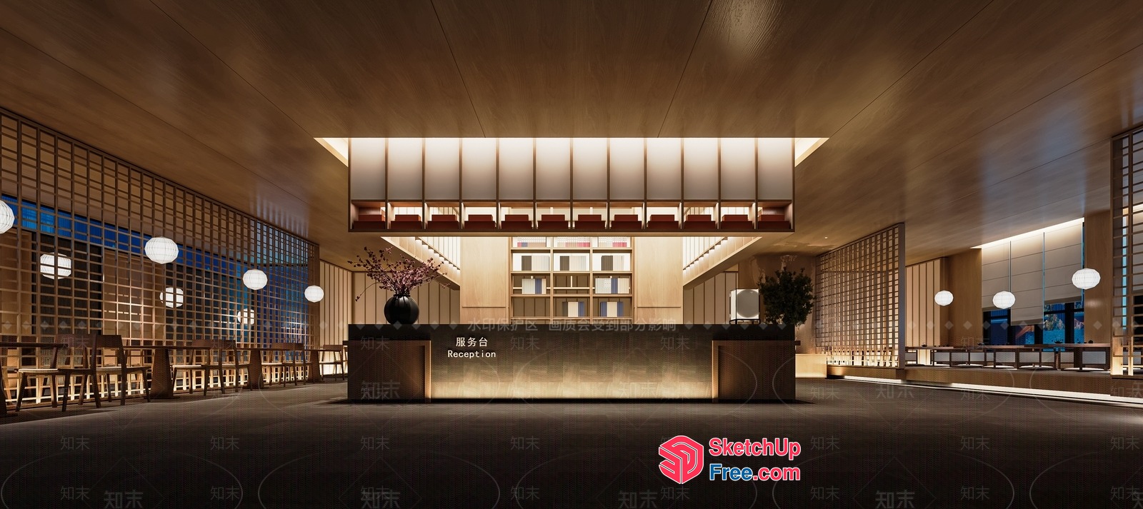 Elegant And Modern Reception Area 3D SketchUp File