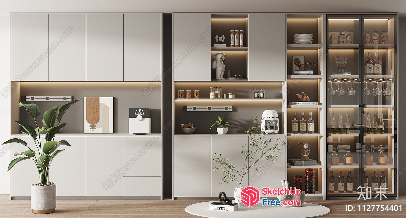 Modern Minimalist Kitchen And Dining Area 3D SketchUp File
