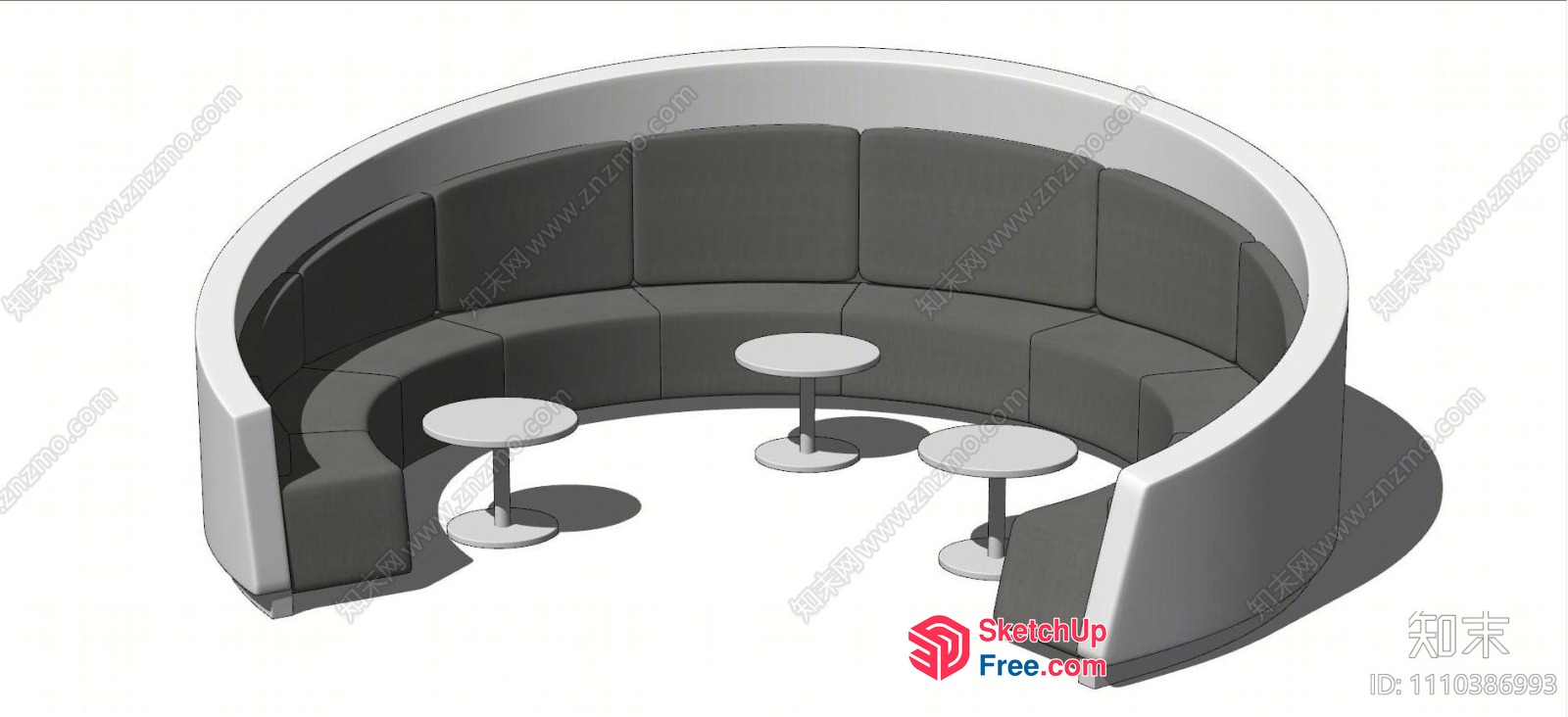 Curved Seating Area With Tables 3D SketchUp File