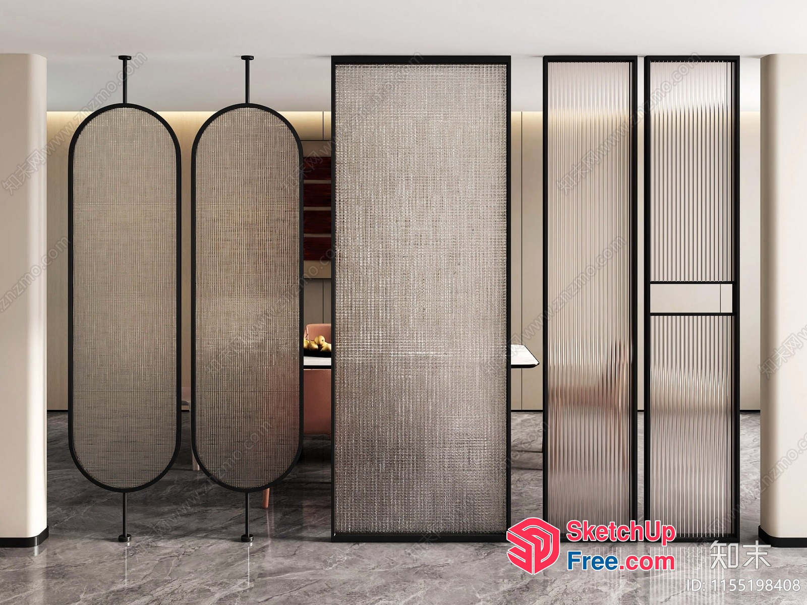 Partition Screen In Modern Interior Setting 3D SketchUp File