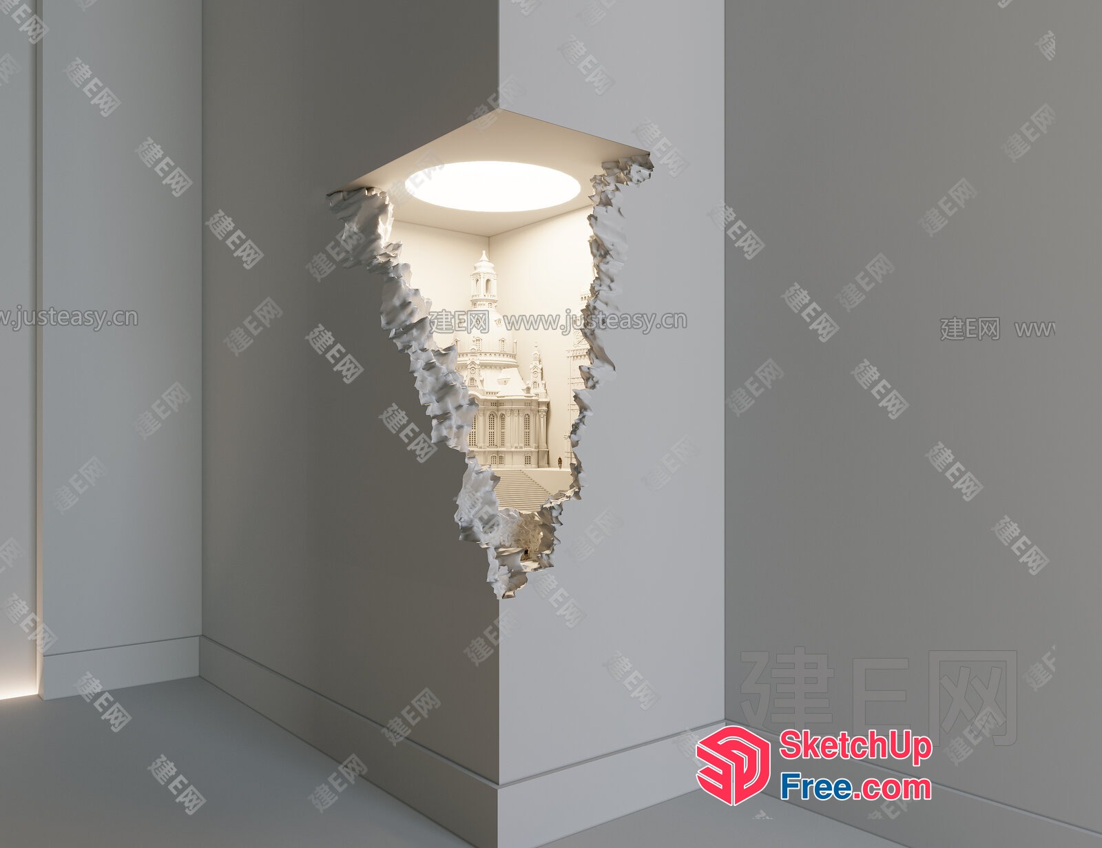 Architectural Design With A Unique Hole In The Wall 3D SketchUp File