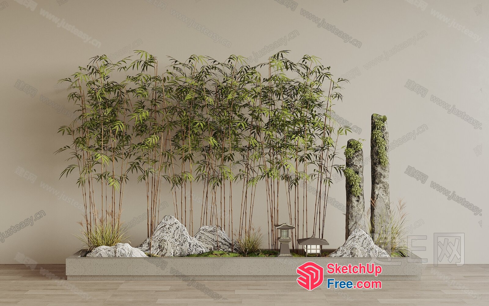 Elegant Japanese-Inspired Garden Scene 3D SketchUp File