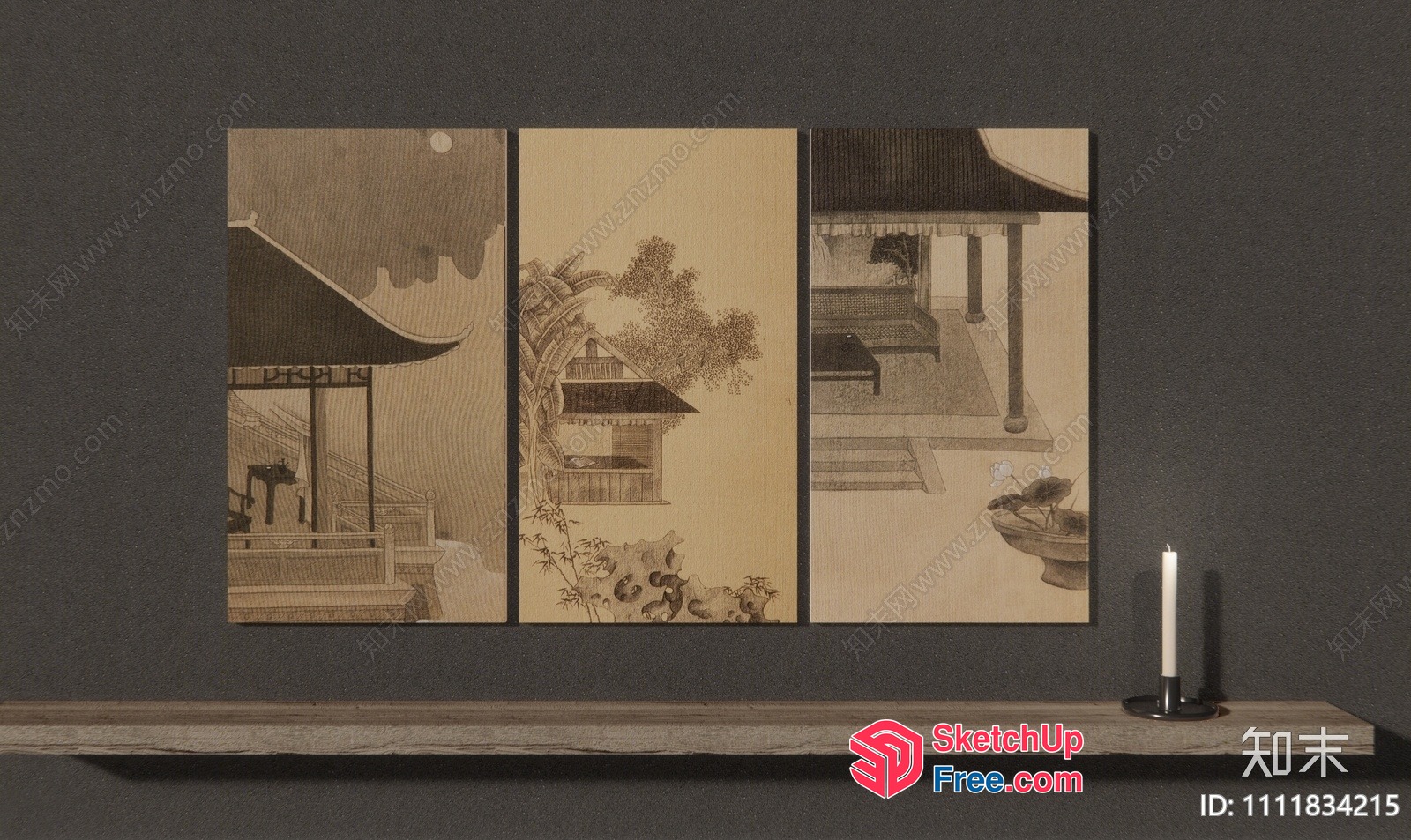 Elegant Japanese-Style Pavilion Scene 3D SketchUp File