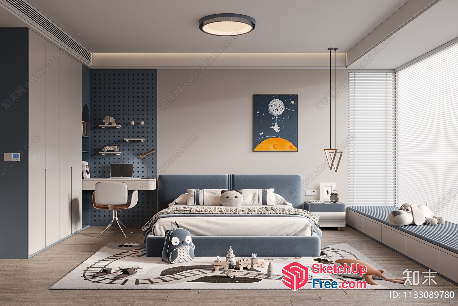 Modern Minimalist Children'S Bedroom With Playful Decor 3D SketchUp File