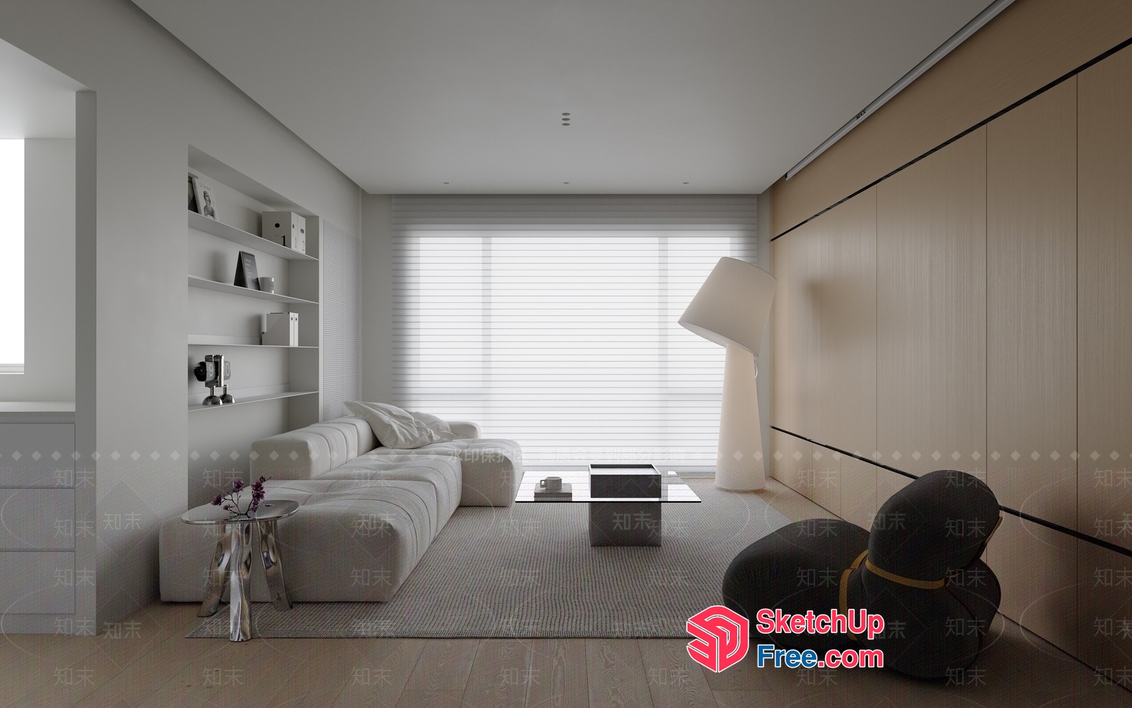 Modern Minimalist Living Room With Clean Lines And Neutral Colors 3D SketchUp File