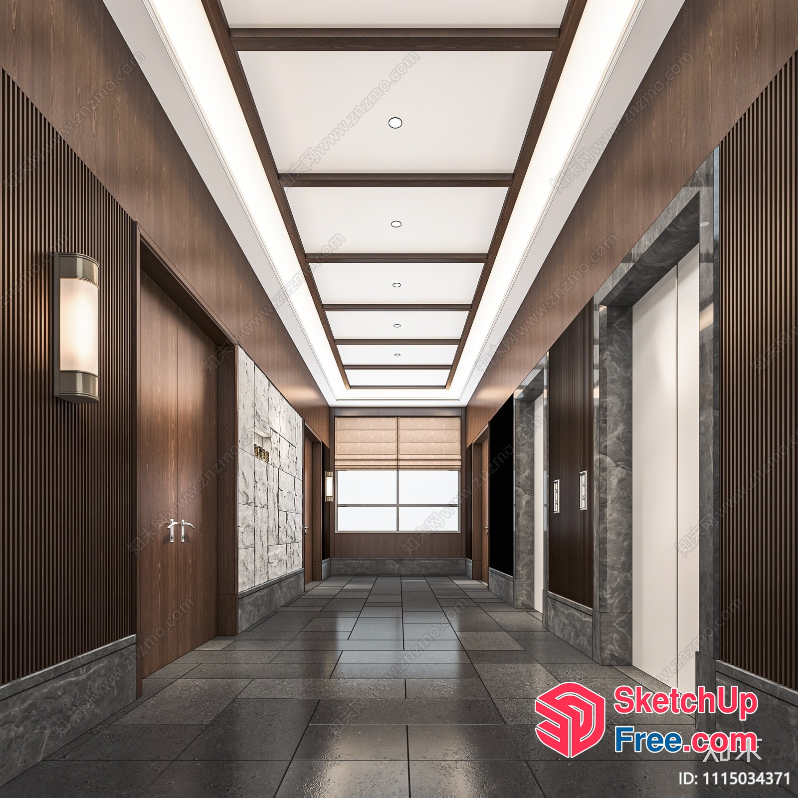 Modern Japanese Style Office Building Interior 3D SketchUp File
