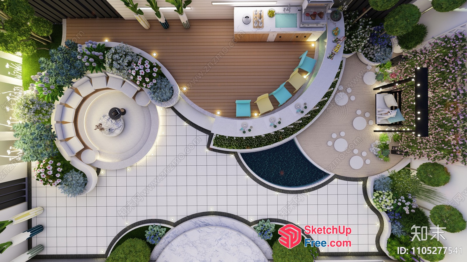 Exquisite Outdoor Seating Area With Elegant Design 3D SketchUp File