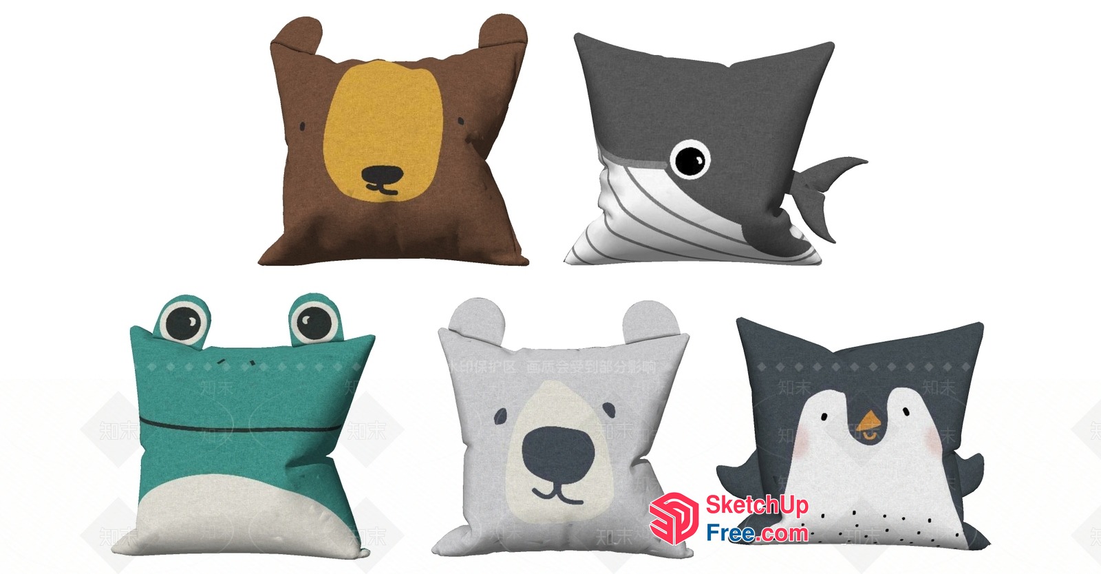 Adorable Animal Pillow Collection 3D SketchUp File