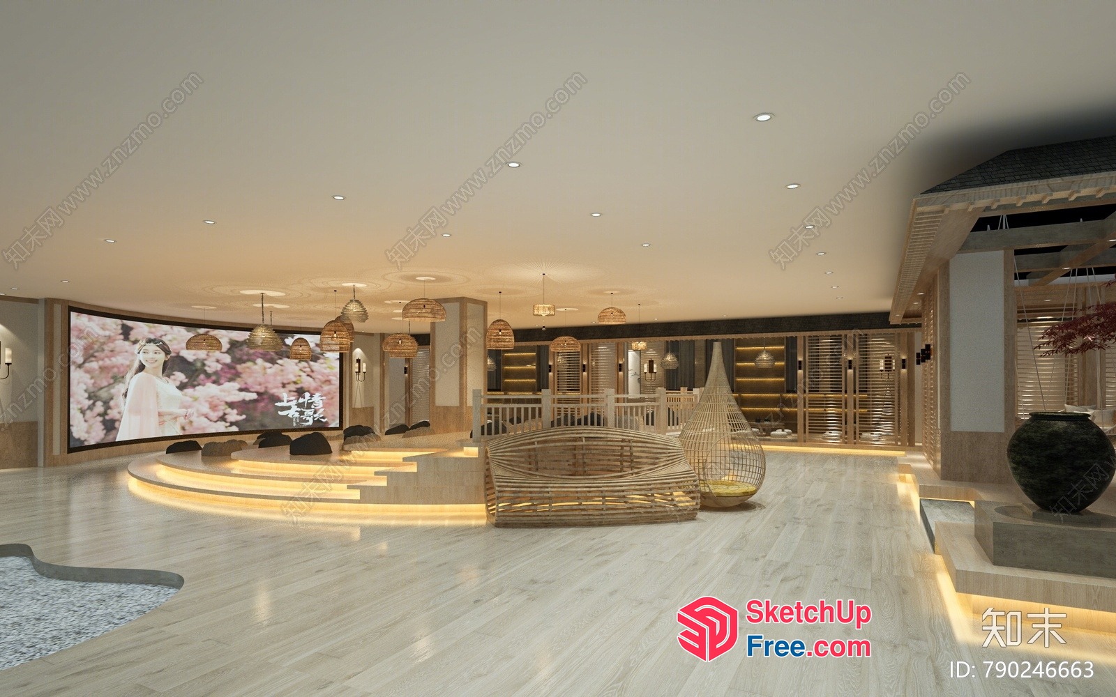 Elegant Japanese Style Interior Design 3D SketchUp File