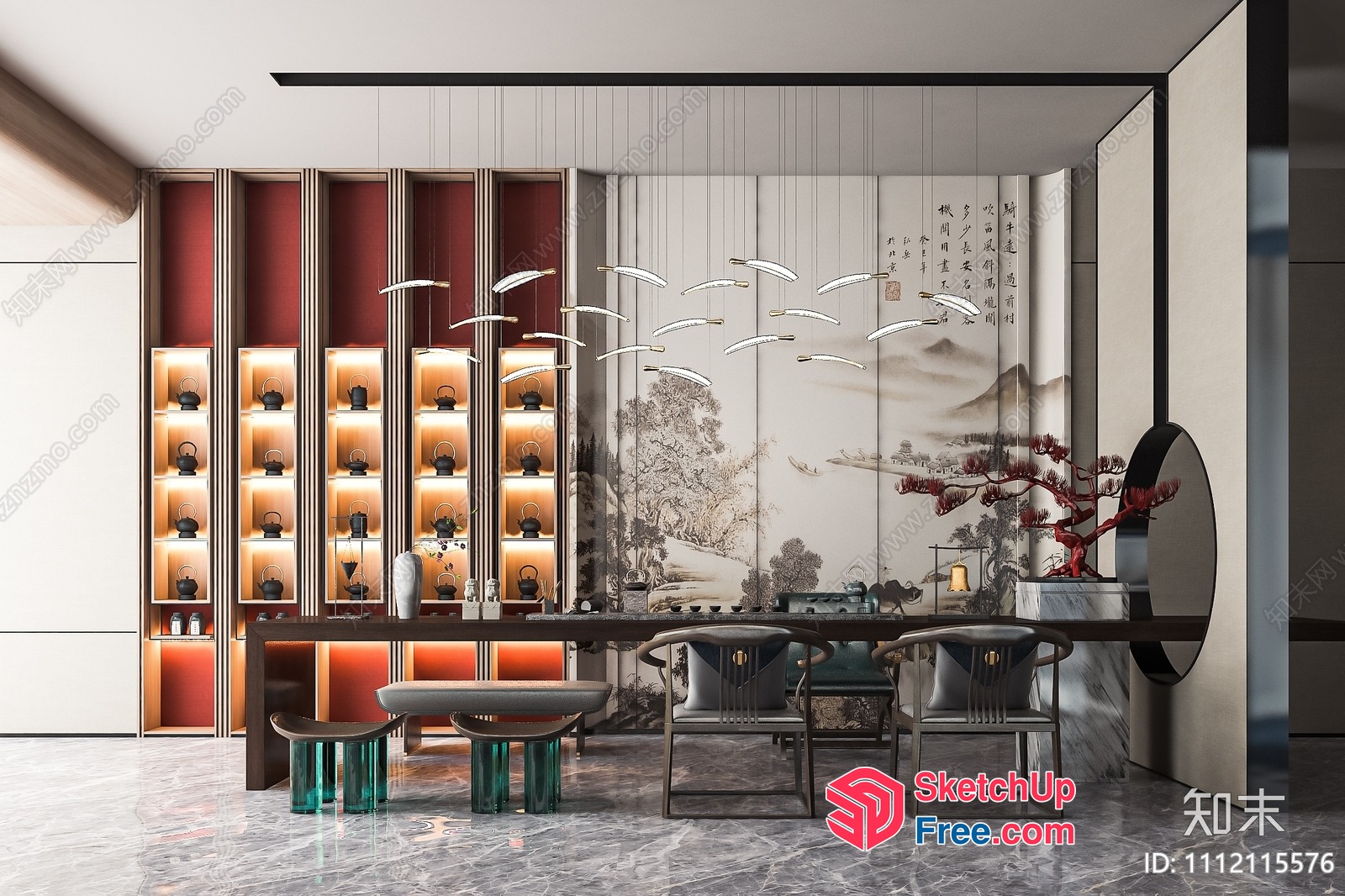 Elegant Japanese-Inspired Dining Room With Traditional Decor 3D SketchUp File