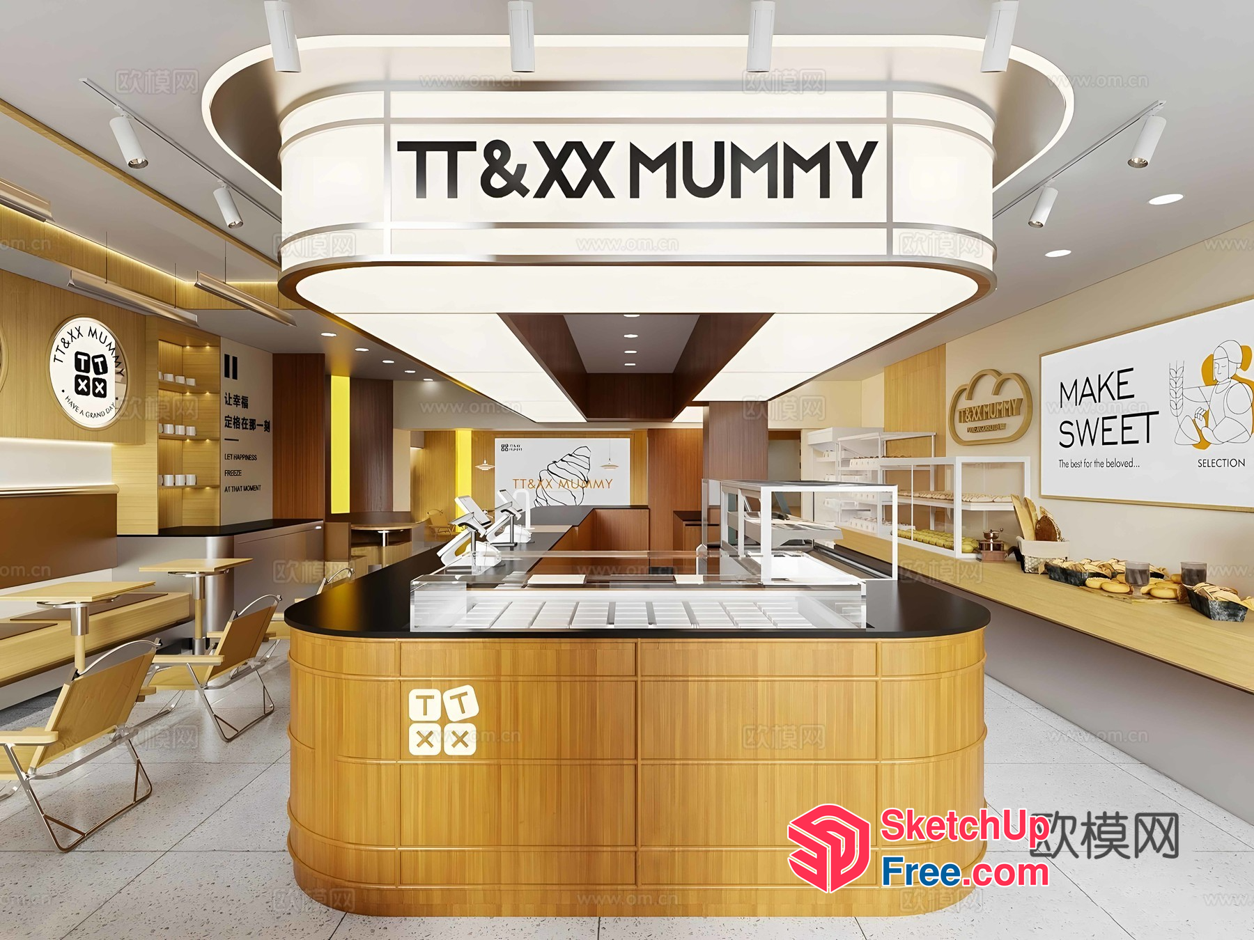 Elegant Modern Bakery Interior 3D SketchUp File