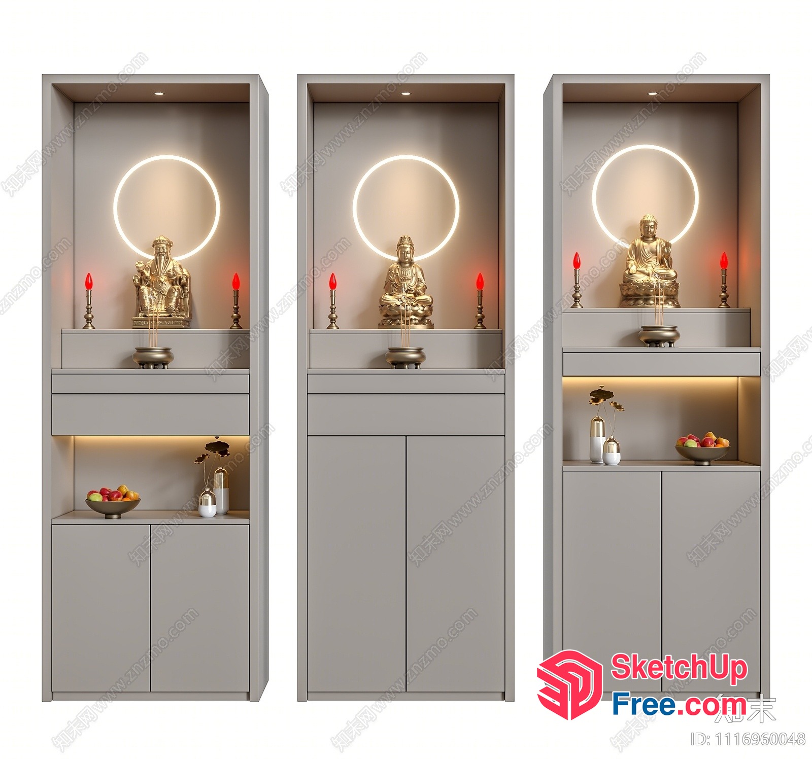 Asian-Inspired Altar Room Interior 3D SketchUp File
