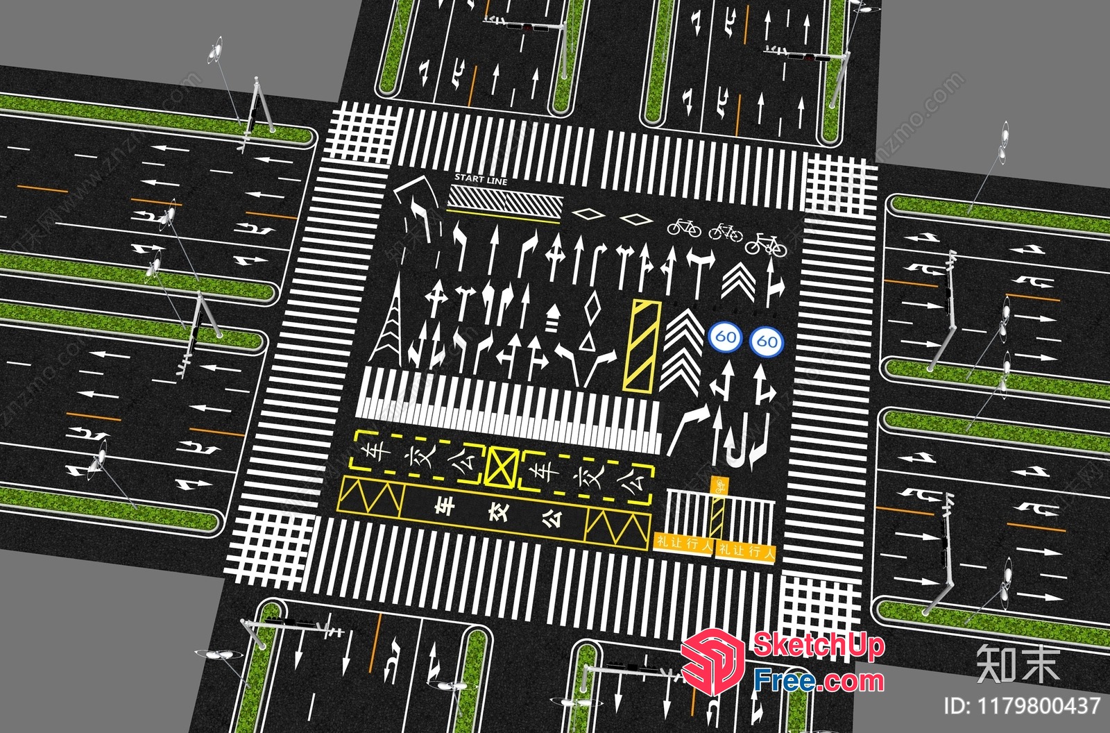 Roadway Traffic Control Elements 3D SketchUp File