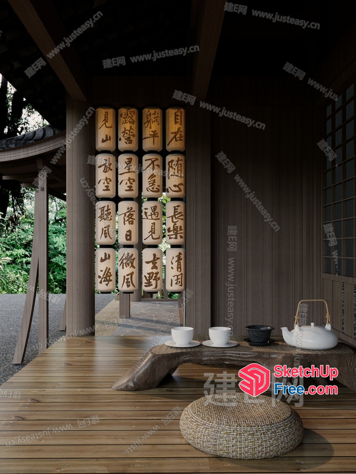 Traditional Japanese Tea House With Elegant Decorations 3D SketchUp File