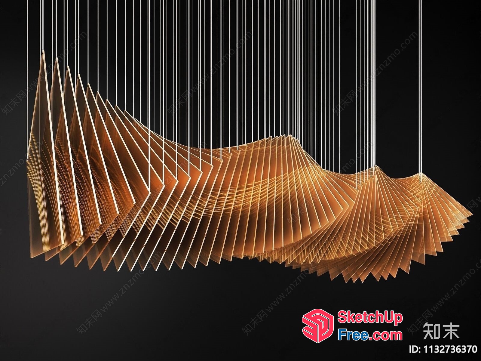 Modern Brown And Gold Hanging Light Fixture 3D SketchUp File