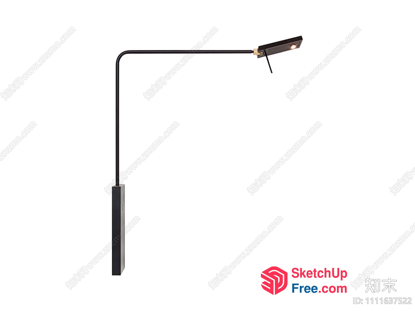 Modern Minimalist Black L-Shaped Lamp 3D SketchUp File