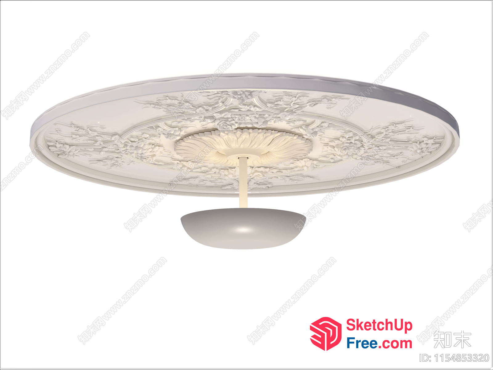 Elegant White Floral Ceiling Detail 3D SketchUp File