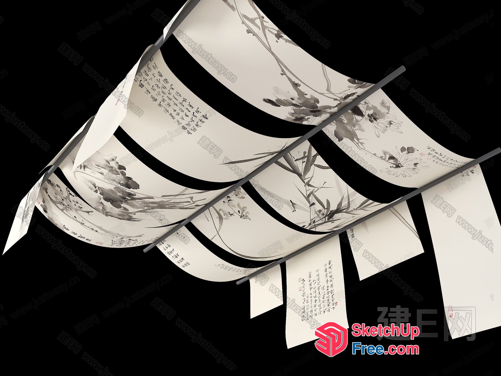 Elegant Chinese-Inspired Decorative Art 3D SketchUp File