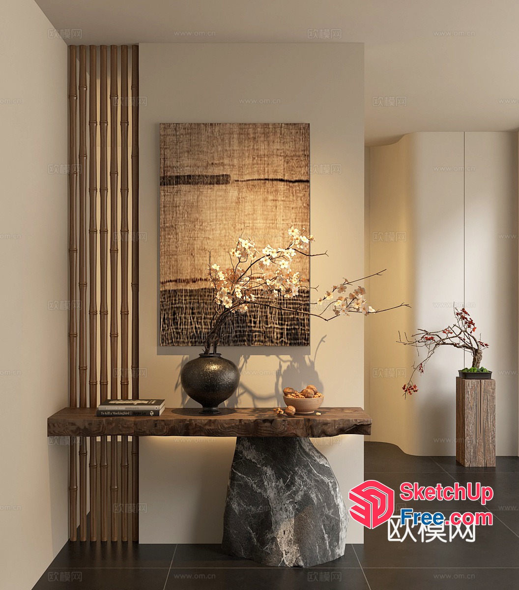Modern Japanese-Inspired Interior With Natural Elements 3D SketchUp File