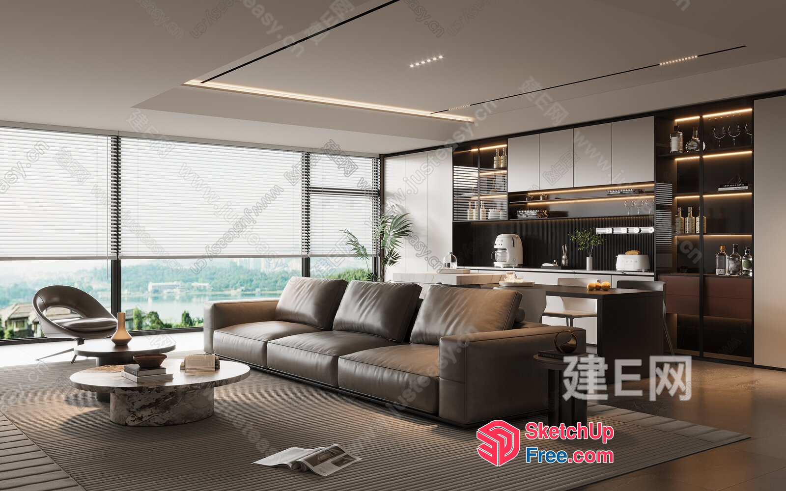 Modern Minimalist Living Room With Sleek Furniture 3D SketchUp File