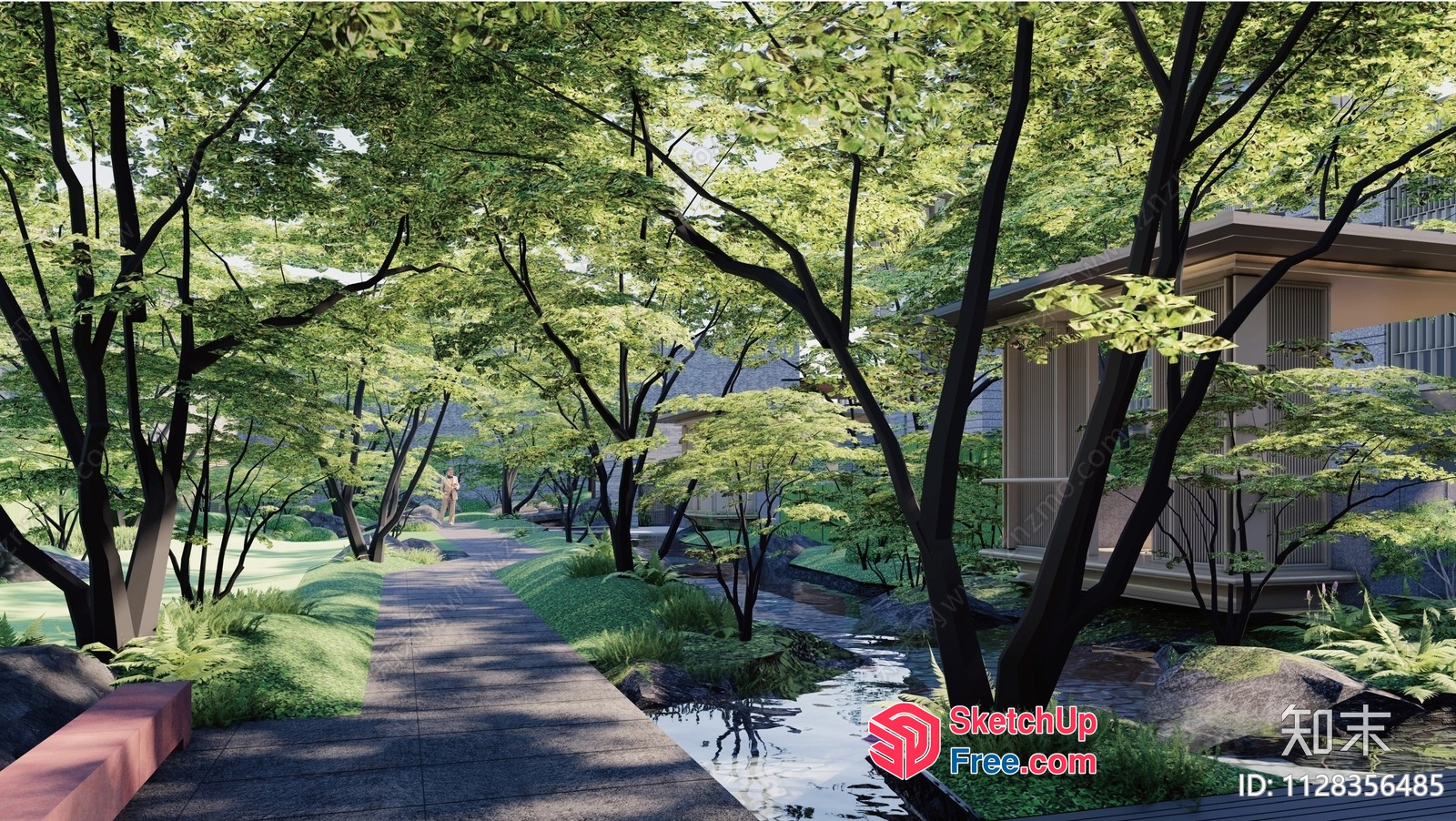 Serene Japanese-Inspired Garden Pathway 3D SketchUp File
