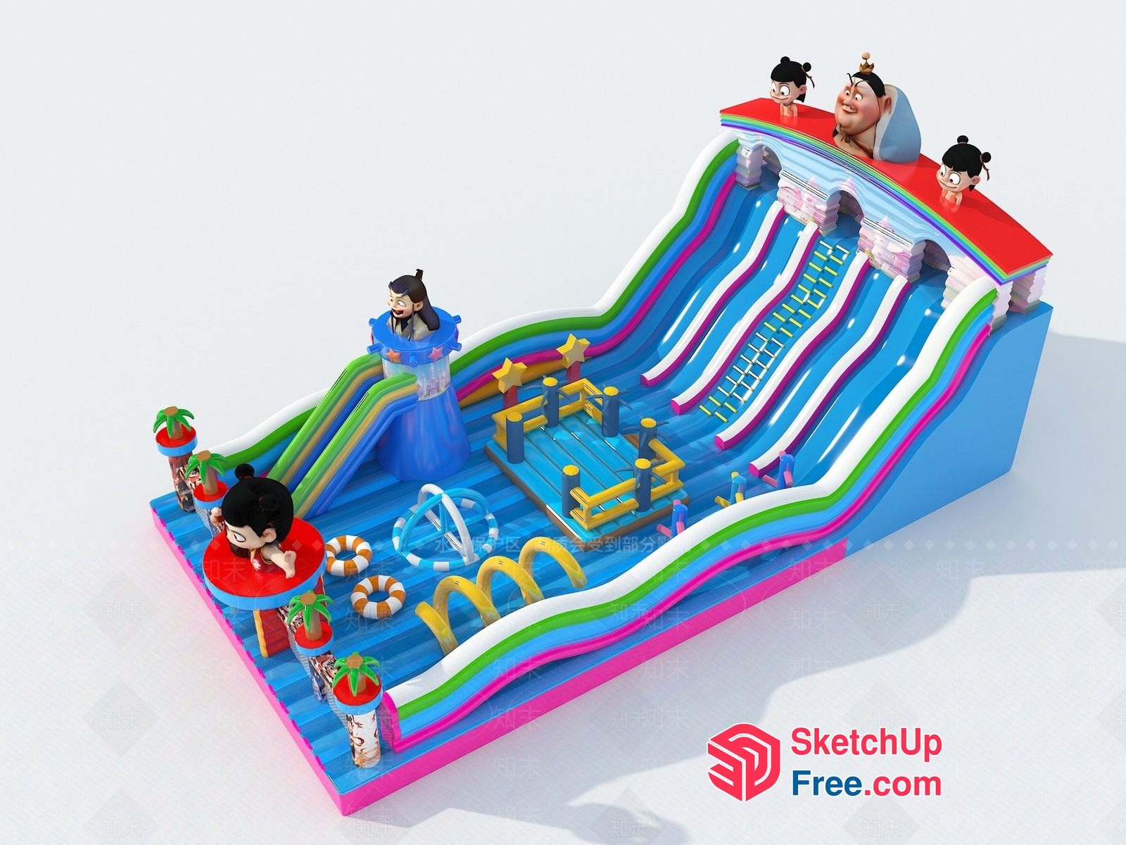 Inflatable Water Park With Slides And Play Areas 3D SketchUp File