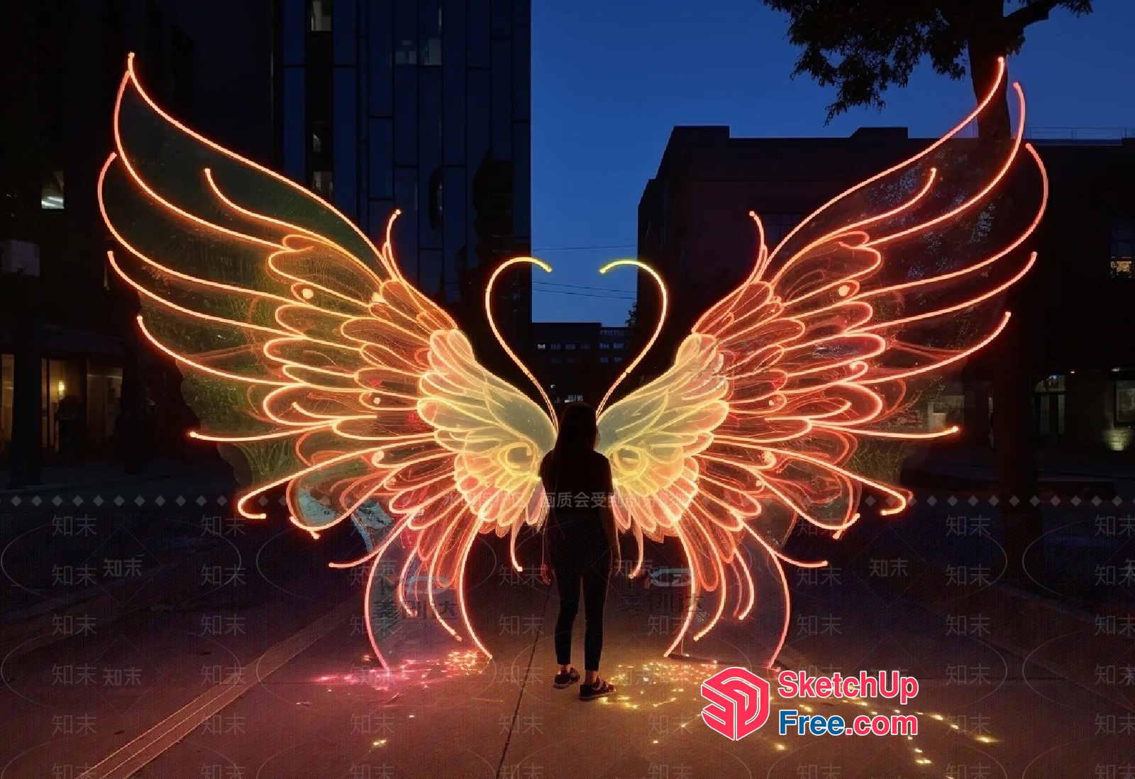 Glowing Butterfly Wings Illuminated Sculpture 3D SketchUp File