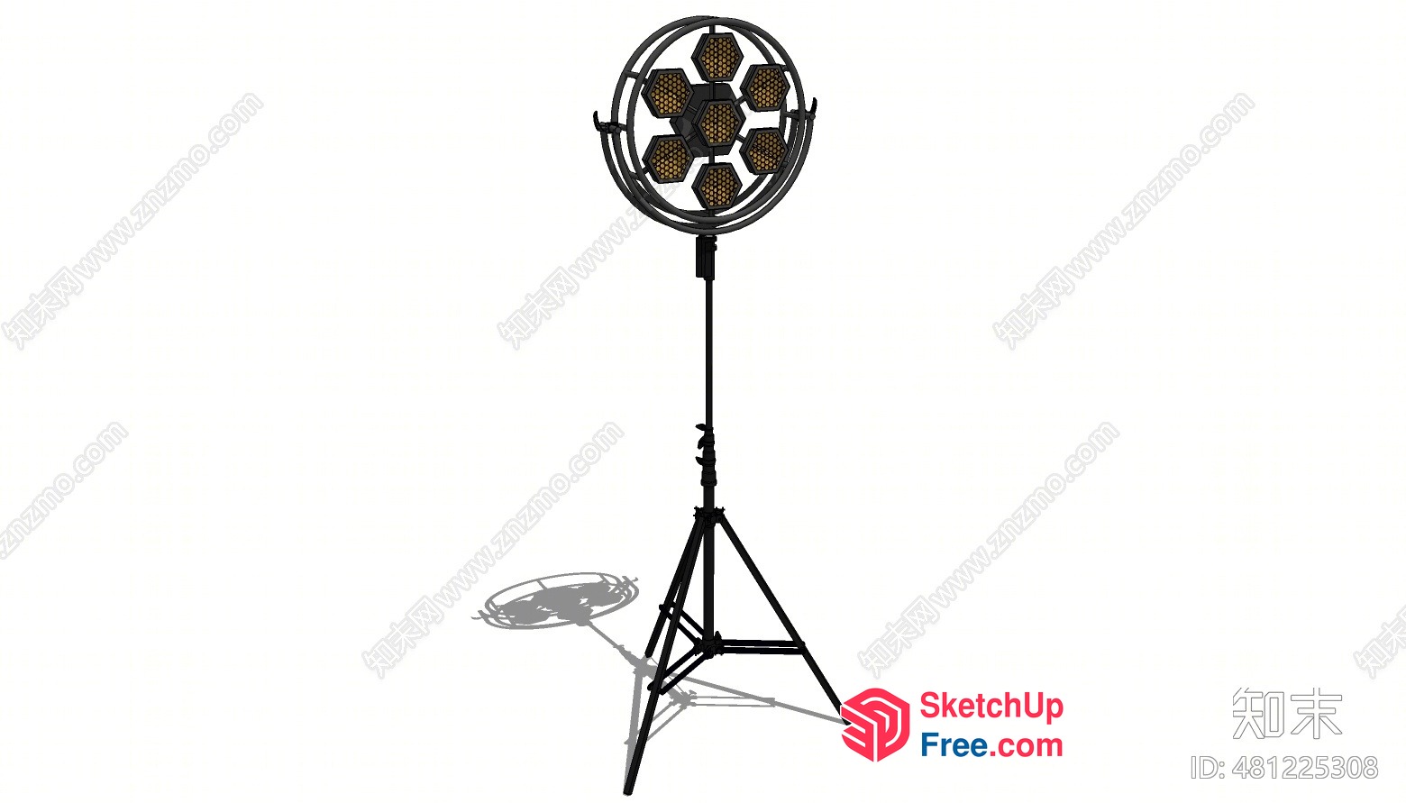 Adjustable Light Fixture On Tripod 3D SketchUp File