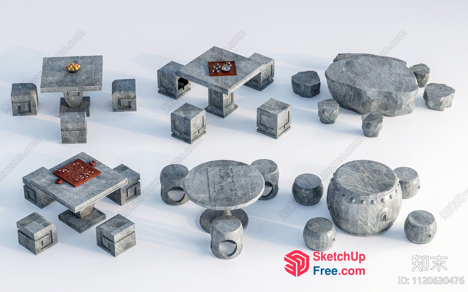 Japanese Style Outdoor Furniture Set 3D SketchUp File