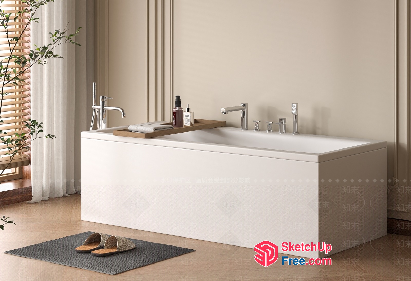 Elegant Modern Minimalist Bathroom Design 3D SketchUp File