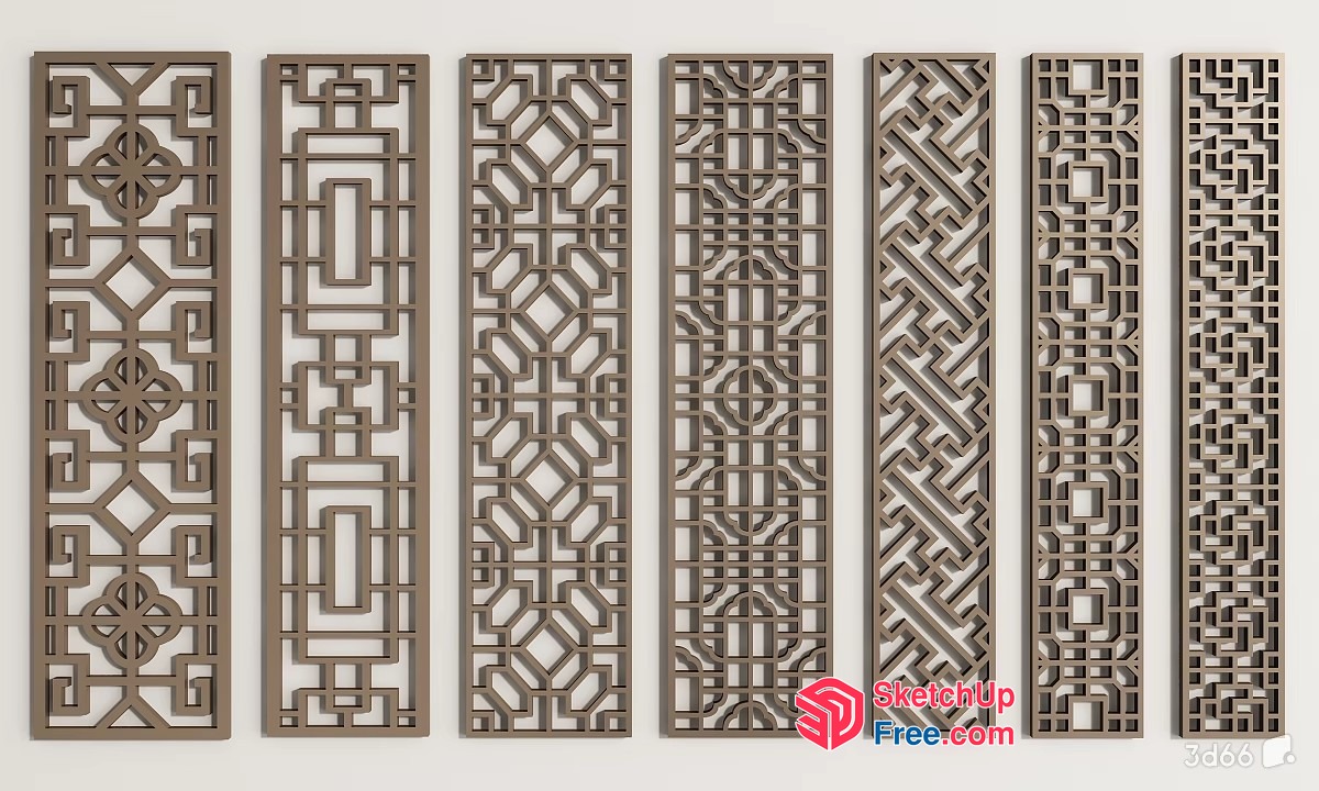 Intricate Geometric Patterns Wall Decor 3D SketchUp File