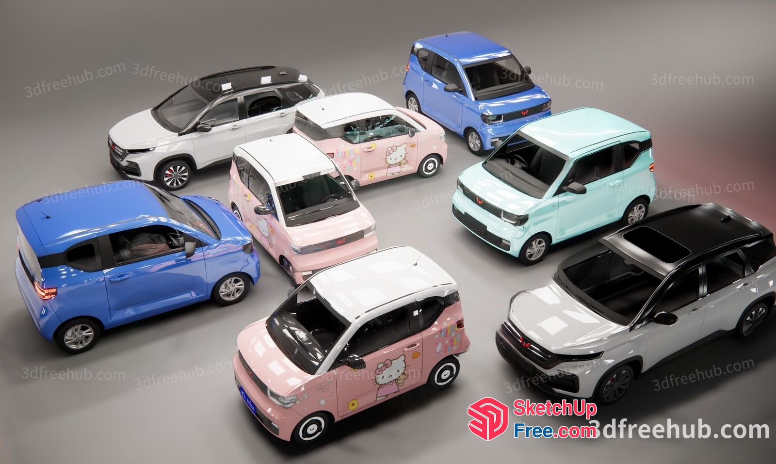 3D Rendered Cars And Suvs With Various Designs 3D SketchUp File