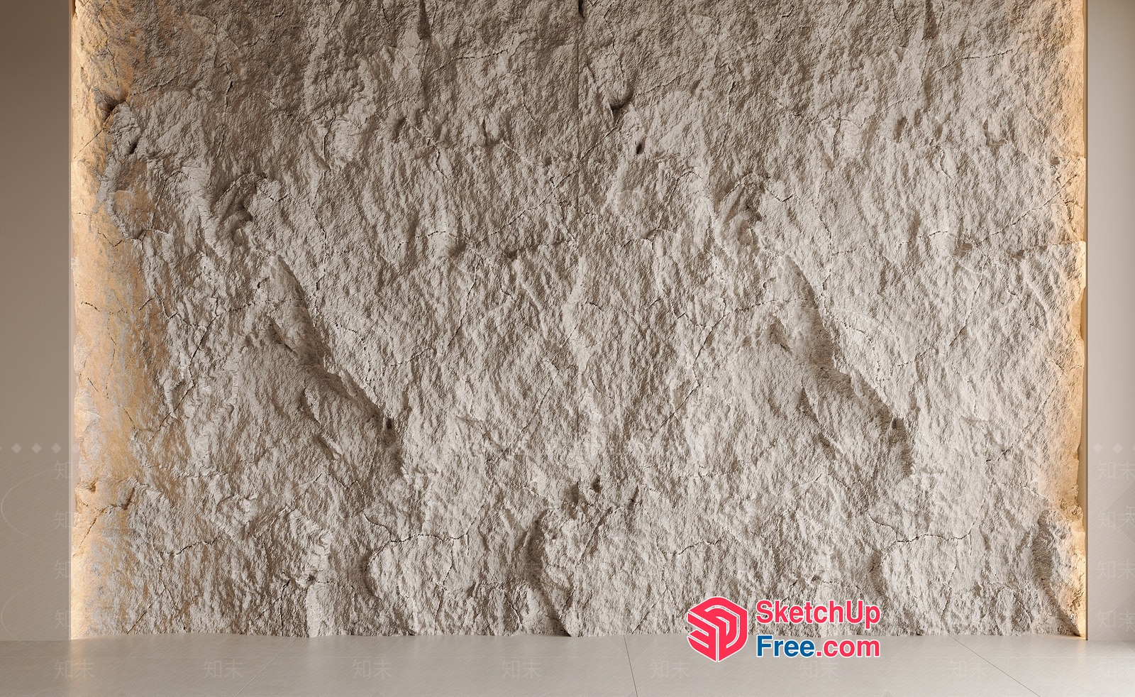 Aged Stone Wall With Cracks And Texture 3D SketchUp File