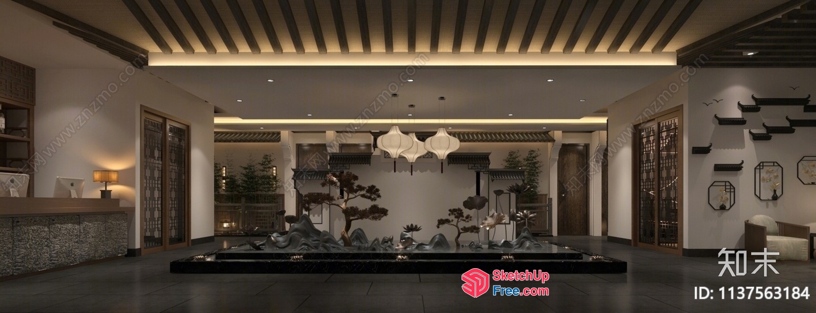 Modern Chinese-Style Interior With Elegant Decor 3D SketchUp File