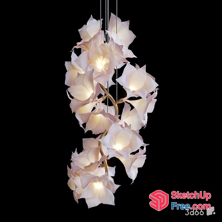 Elegant White Flower Ceiling Light Fixture 3D SketchUp File