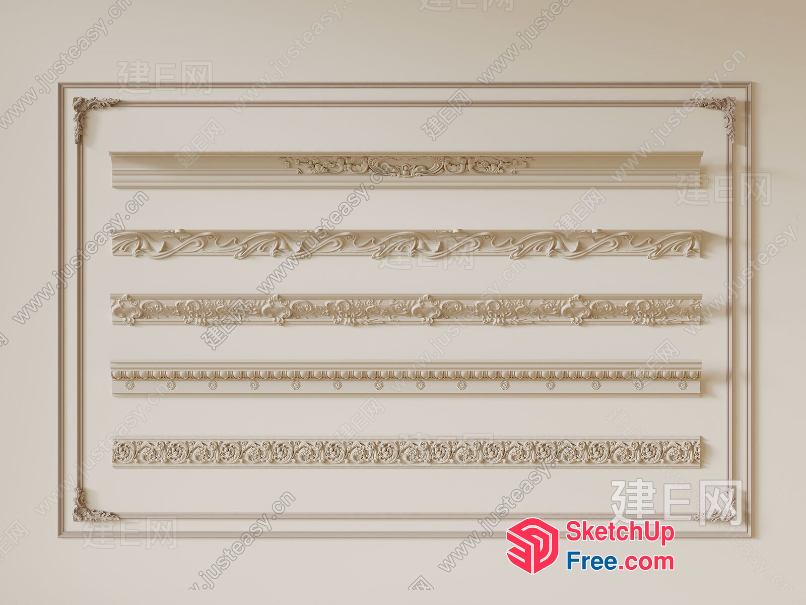 Ornate Decorative Moulding Collection 3D SketchUp File