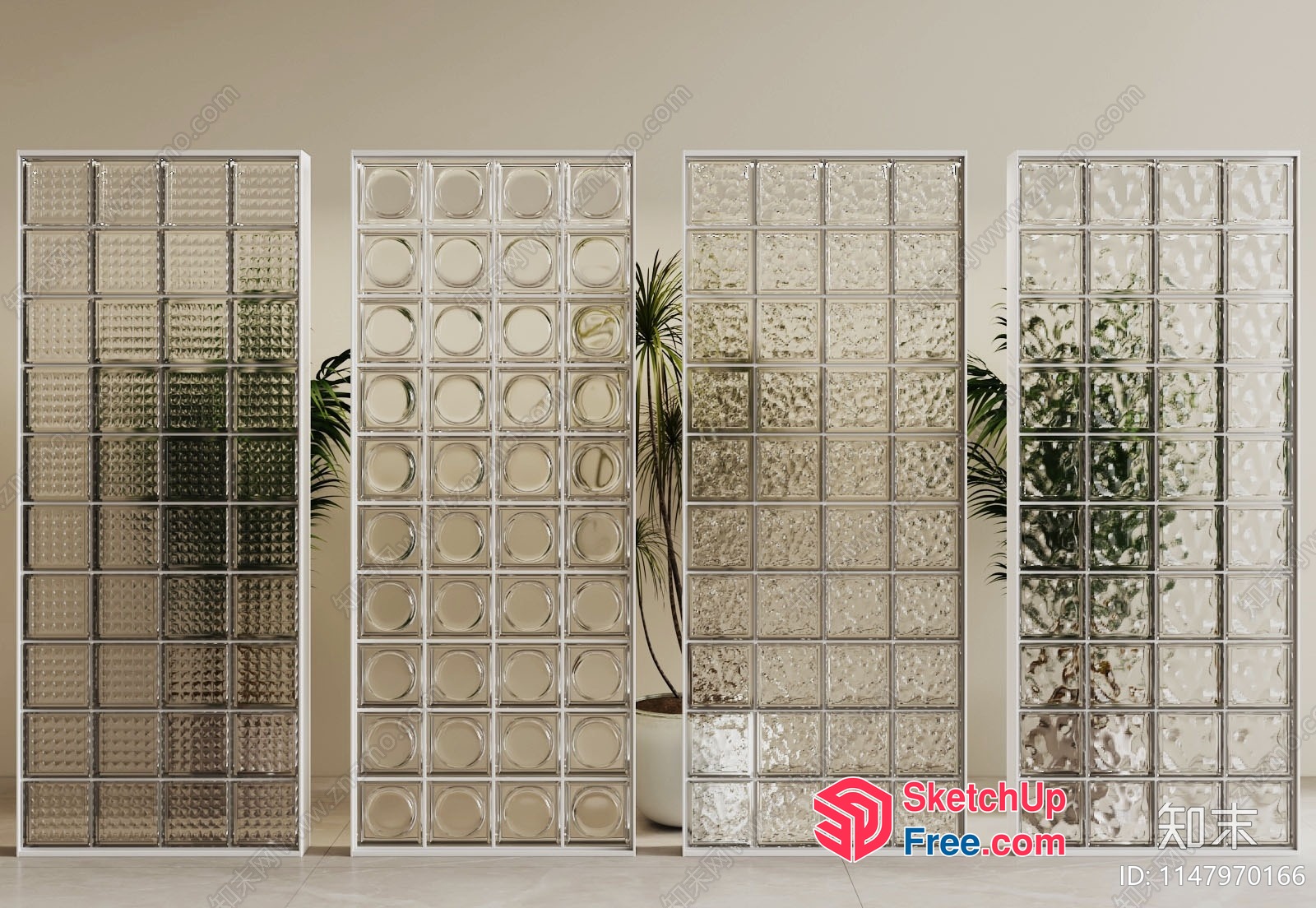 Glass Brick Partition Screen 3D SketchUp File