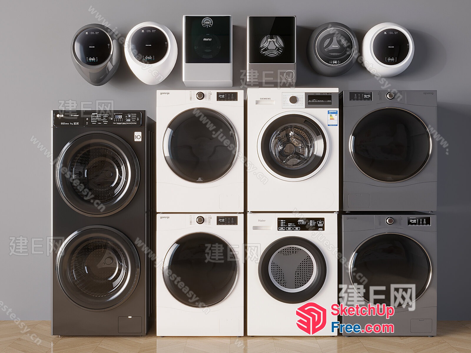 Modern Laundry Room Appliances 3D SketchUp File