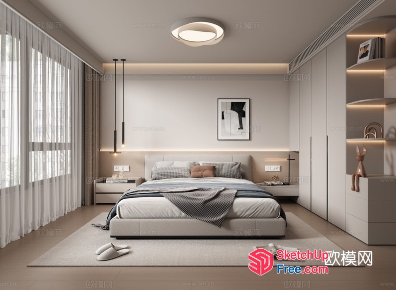 Minimalist Modern Bedroom With Neutral Tones And Clean Lines 3D SketchUp File