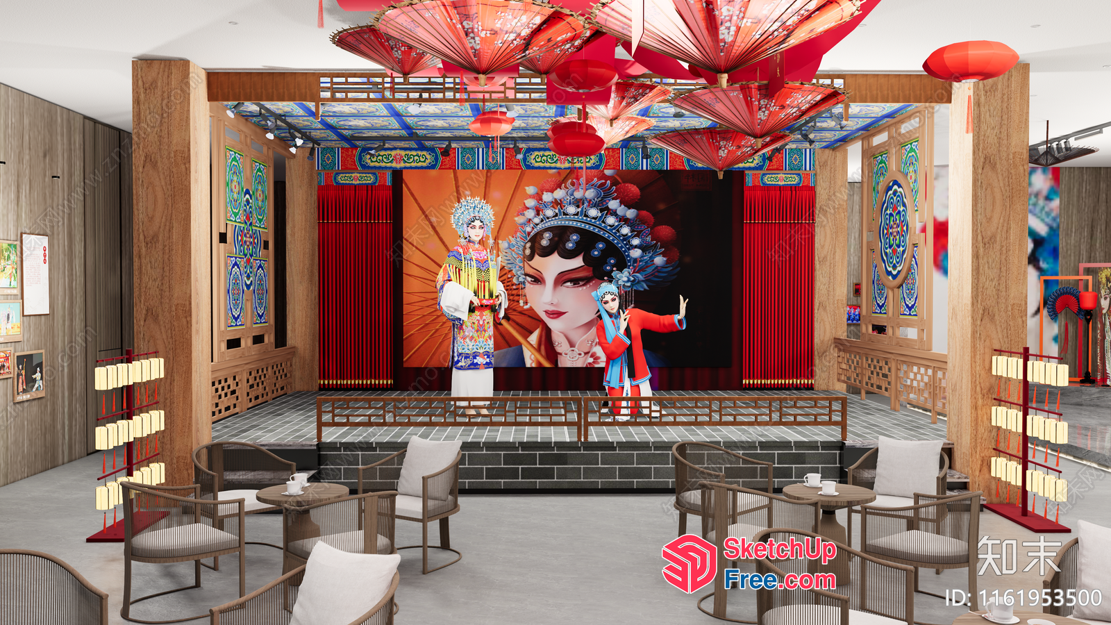 Traditional Chinese Stage Decor 3D SketchUp File