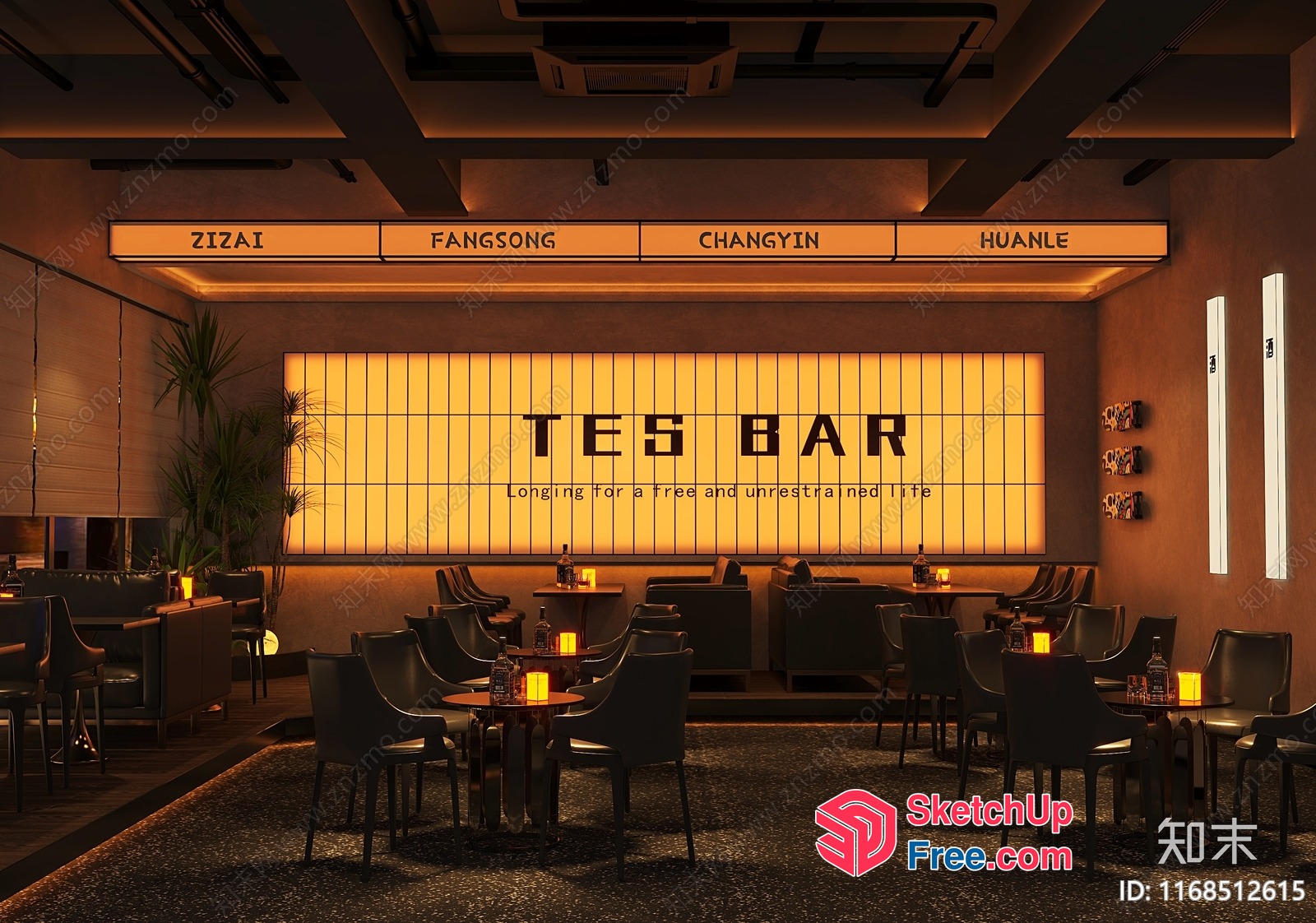 Stylish Bar Interior 3D SketchUp File