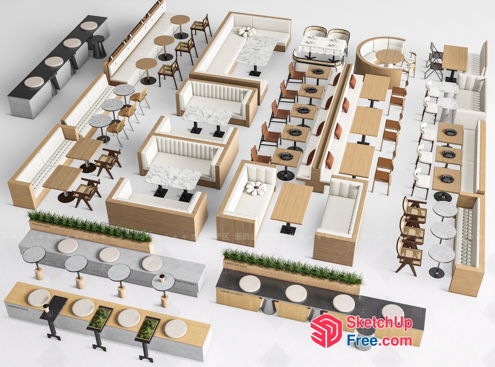 Modern Minimalist Restaurant Interior Design 3D SketchUp File