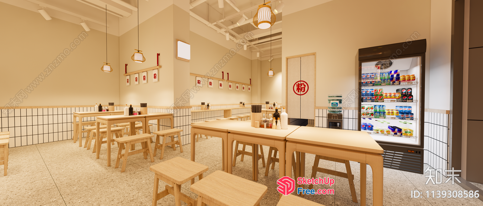 Modern Japanese Restaurant Interior With Natural Wood Accents 3D SketchUp File