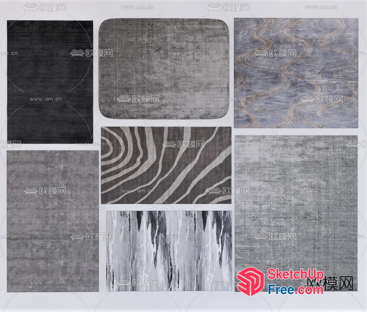 Abstract Gray Rug Patterns 3D SketchUp File